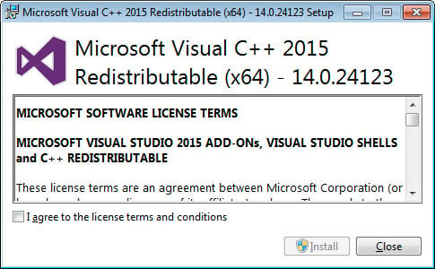 Microsoft Visual C++-2015 Yeniden Dağıtılabilir