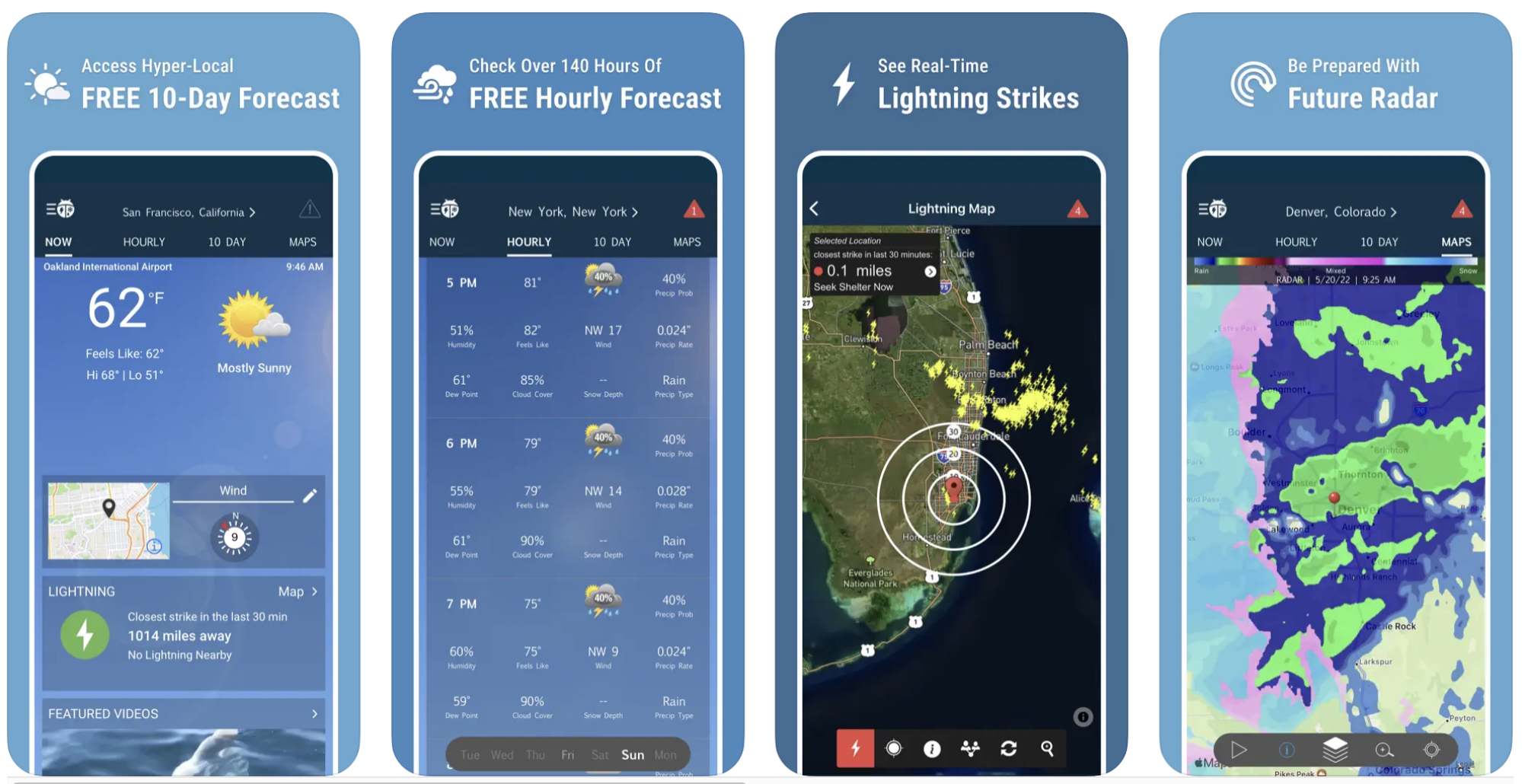 iOS'taki özelliklerinin WeatherBug ekran görüntüleri