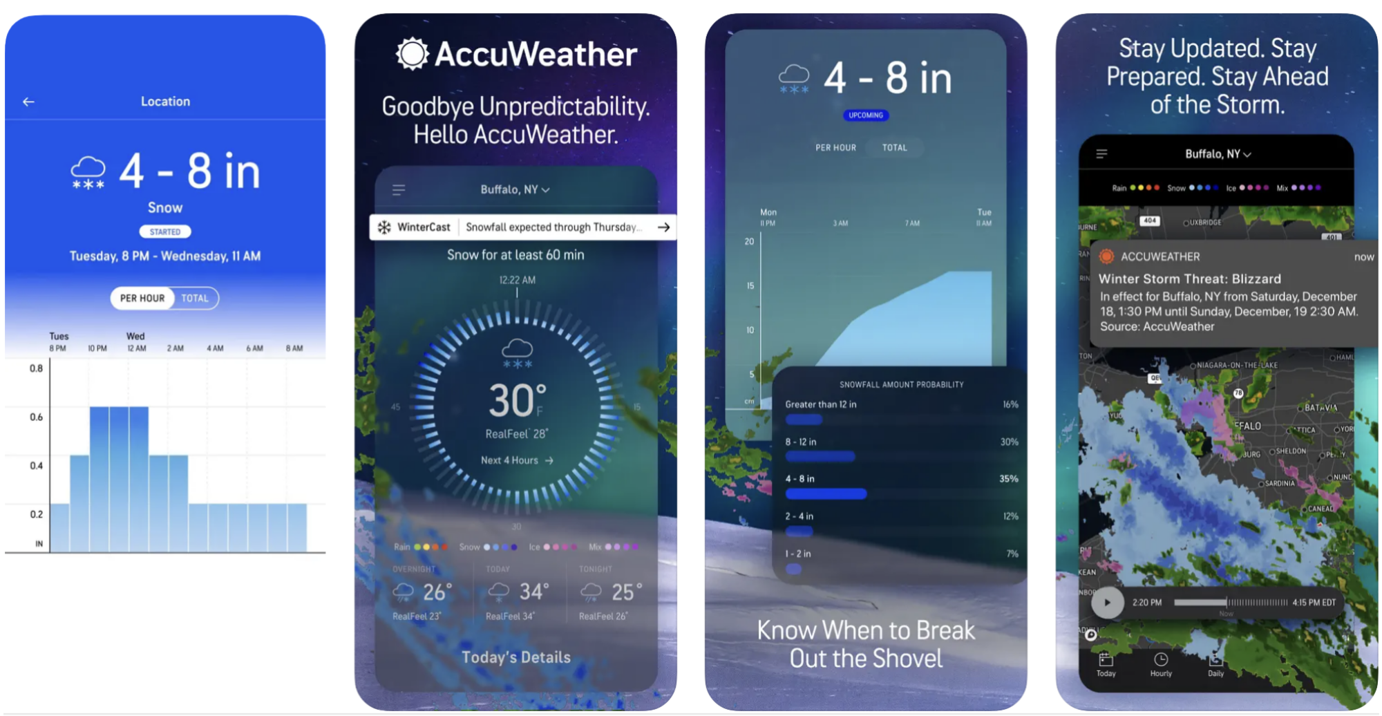 iOS'taki özelliklerinin AccuWeather ekran görüntüleri
