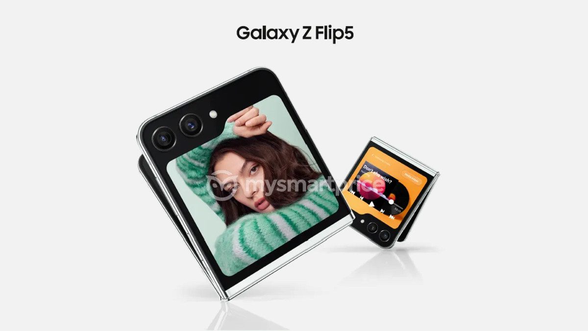 Büyük küçük ekranı gösteren ilk Galaxy Z Flip 5 basın render sızıntıları