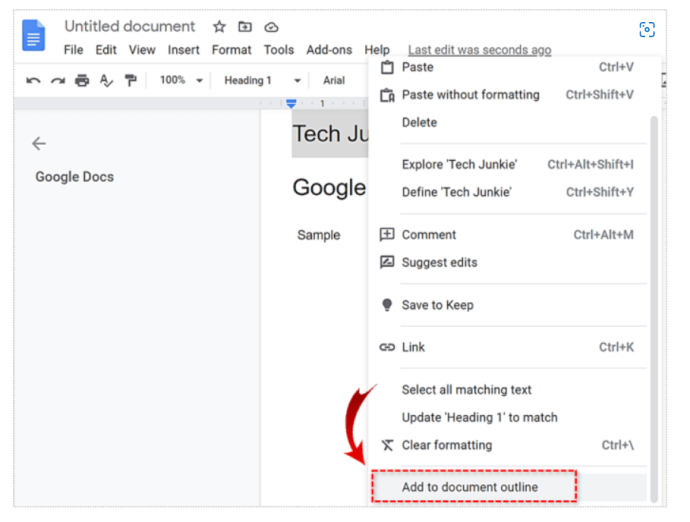 Google Dokümanlar - Dokümanın Anahattına Ekle
