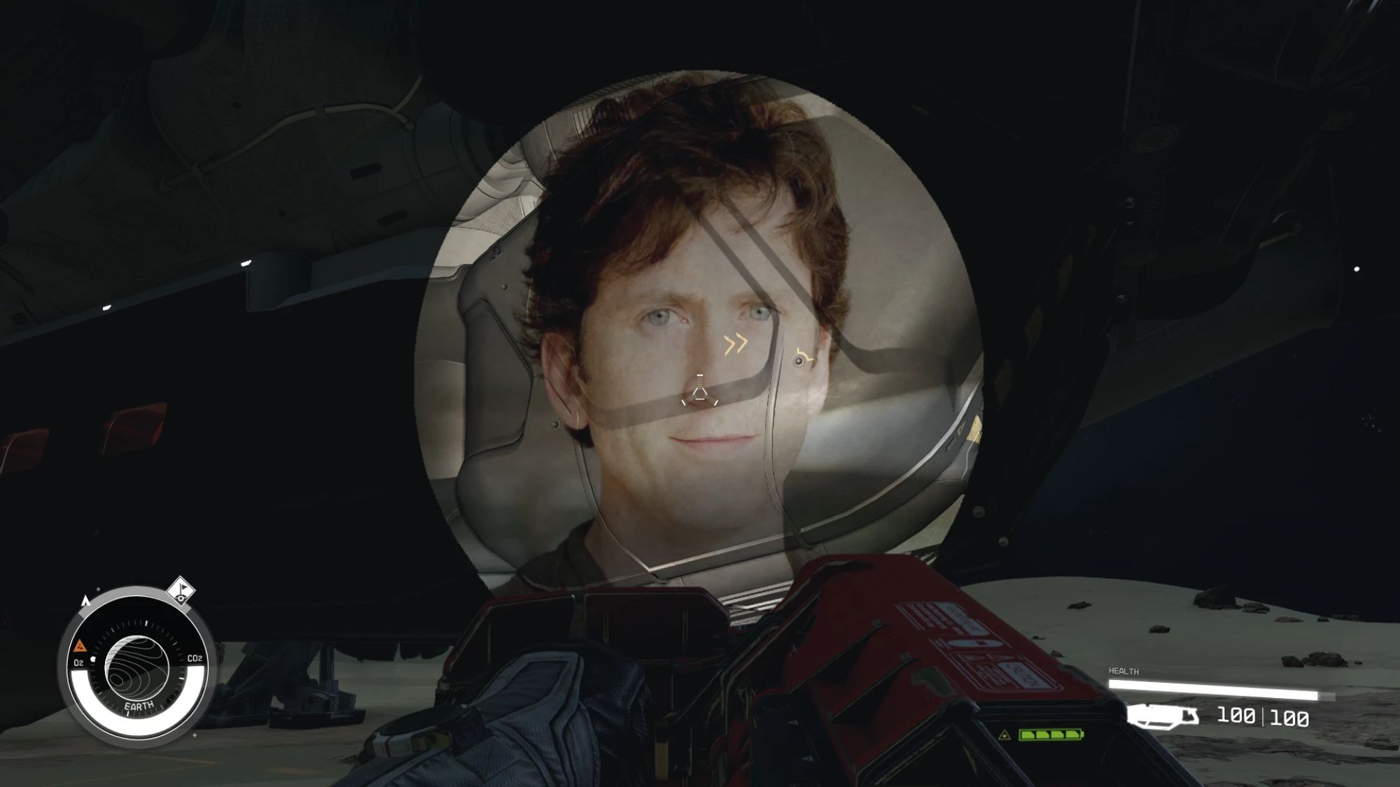 Starfield el feneri modu Todd Howard’ın yüzünü yansıtır, böylece uzayda asla yalnız kalmazsınız