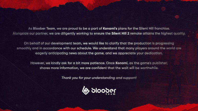 Bloober Ekibi, Güncellemede Silent Hill 2’nin Yeniden Yapımının ‘Sorunsuz İlerlediğini’ Söyledi