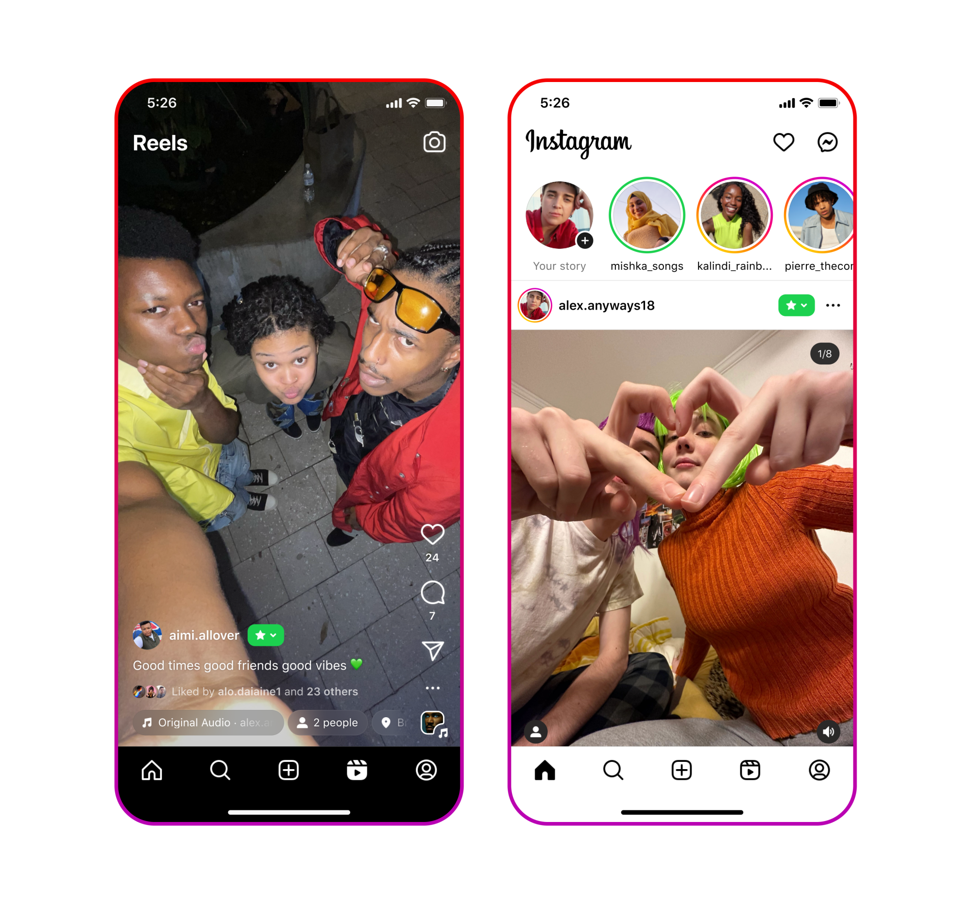 Instagram'daki gönderilerin iki ekran görüntüsü.