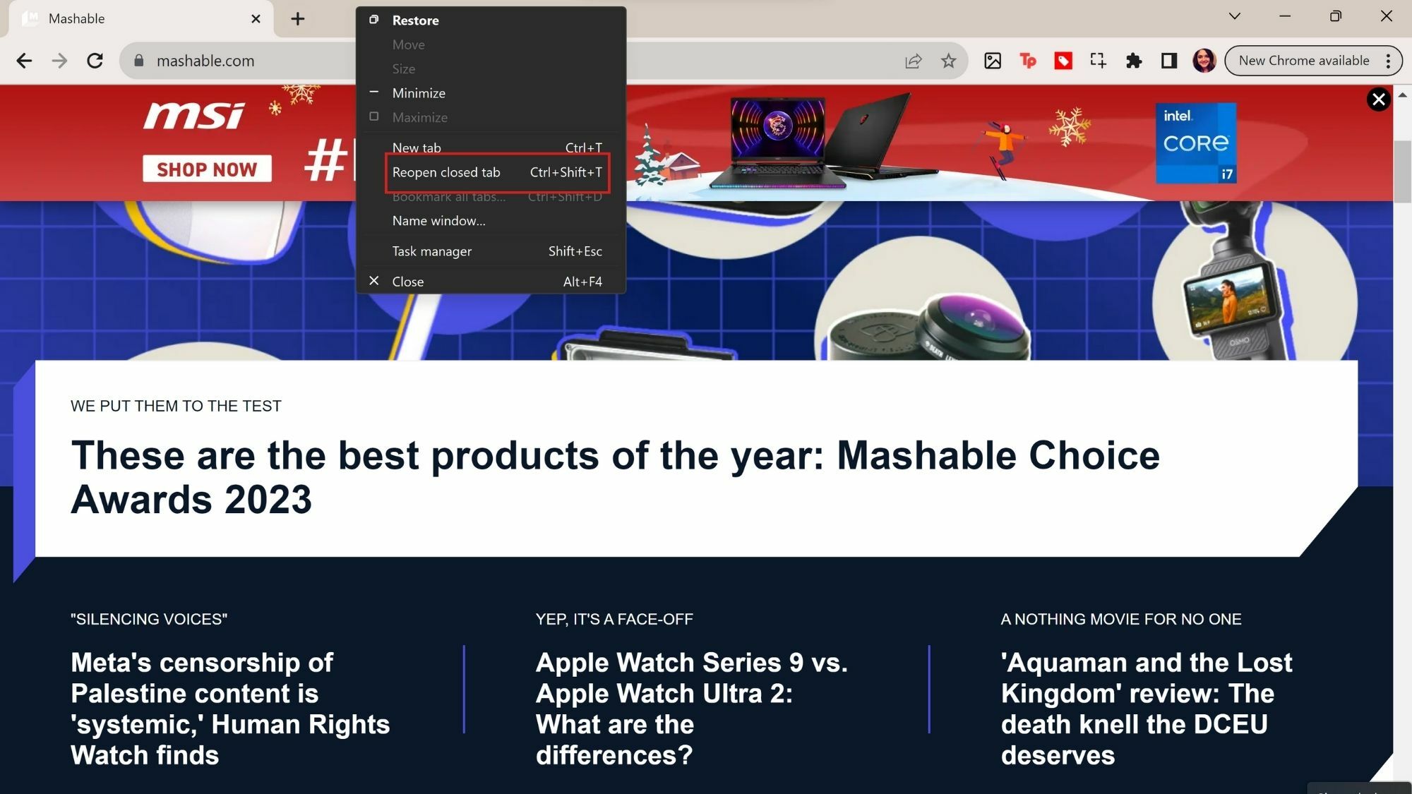 Mashable'in ekran görüntüsü