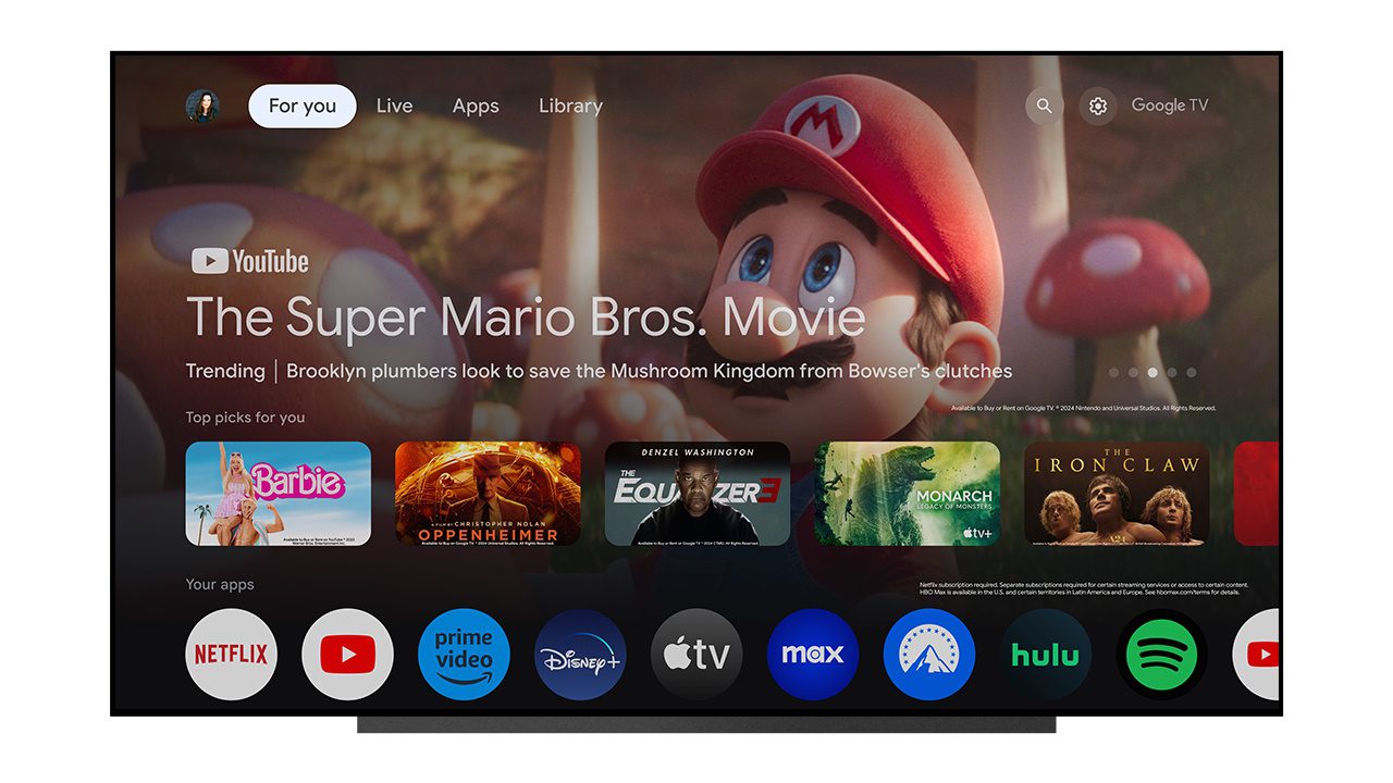 Google TV’nin Sizin İçin ana ekranı daha fazla uygulamaya sığacak şekilde yenileniyor